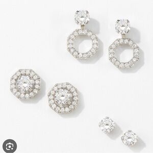 Sterling Silver Cubic Zirconia earrings - Wear 3 Ways